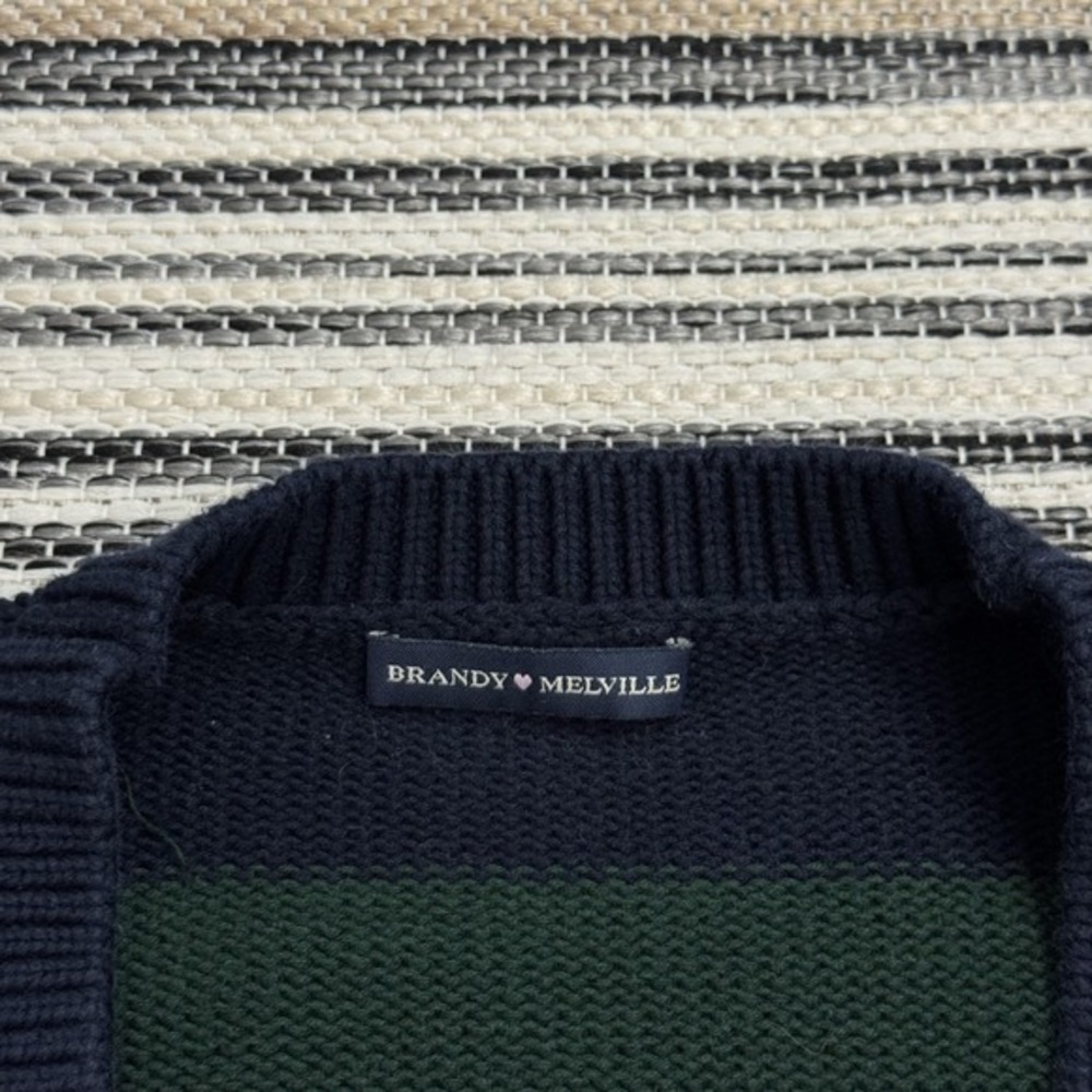 Brandy Melville Sweater Womens OS Striped Cardigan Knit‎ Button Up Relaxed - Picture 3 of 5